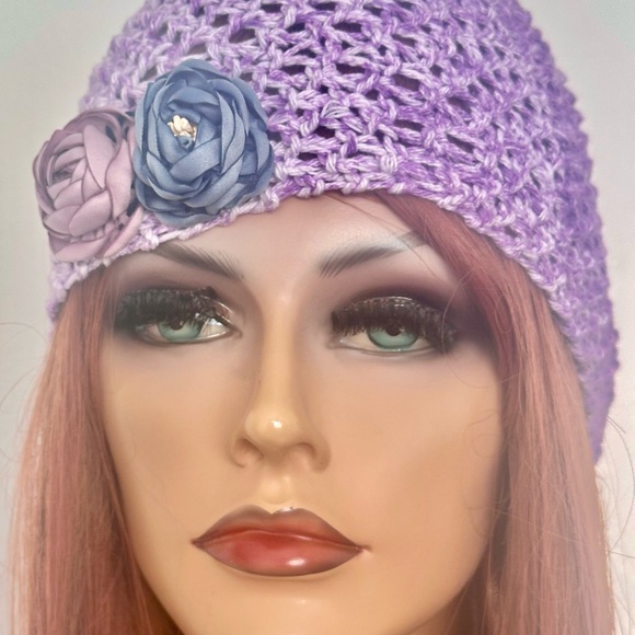 Hand Knits 2 Love cotton Headband Headwrap Bandana Satin Flowers Beads Ombre Hip main image 7